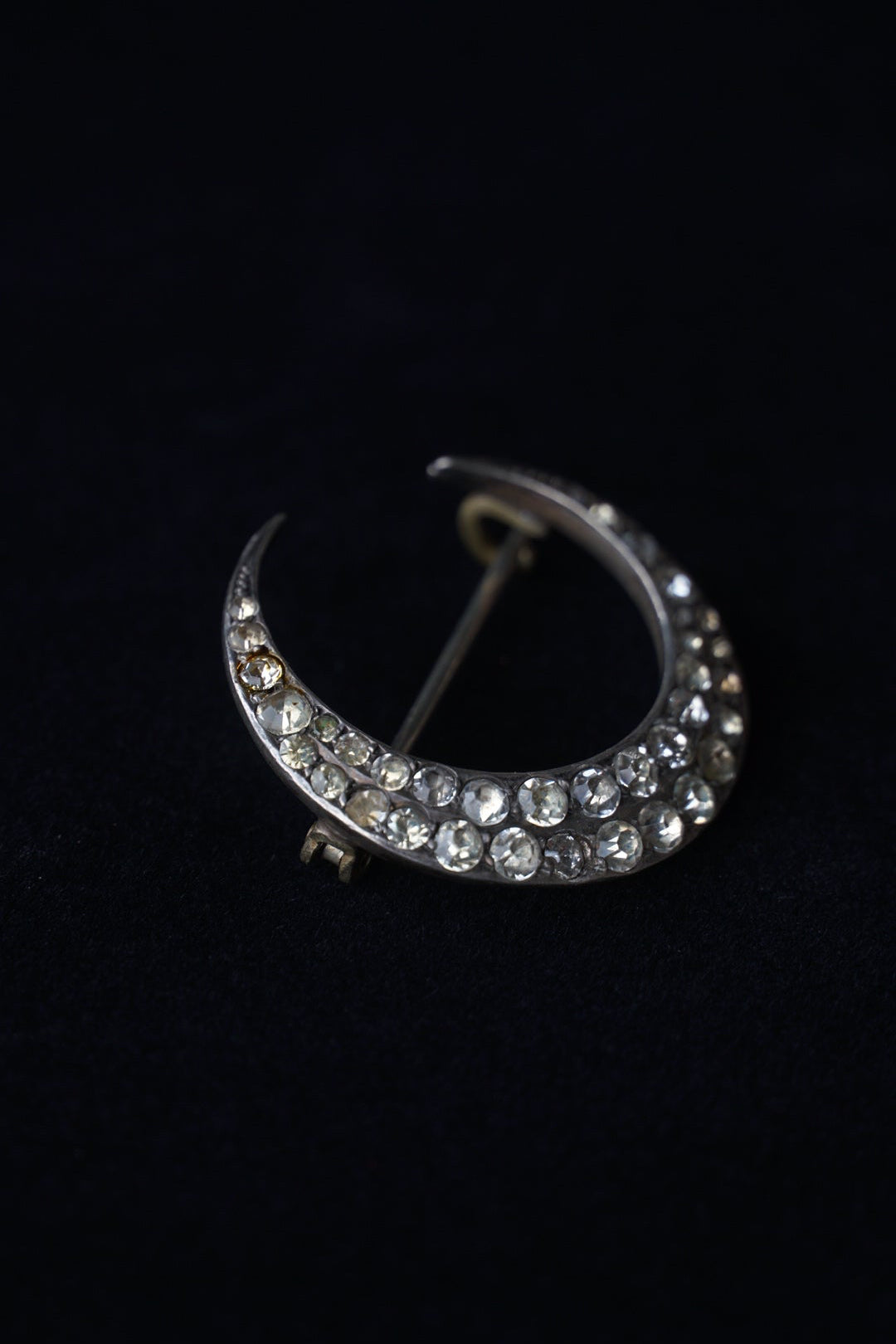 1920-30's Crescent Moon Glass Brooch