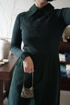 1970's Rib Knit×Suede Dress