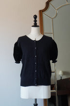 1980's Silk Velvet Puff Sleeve Cardigan