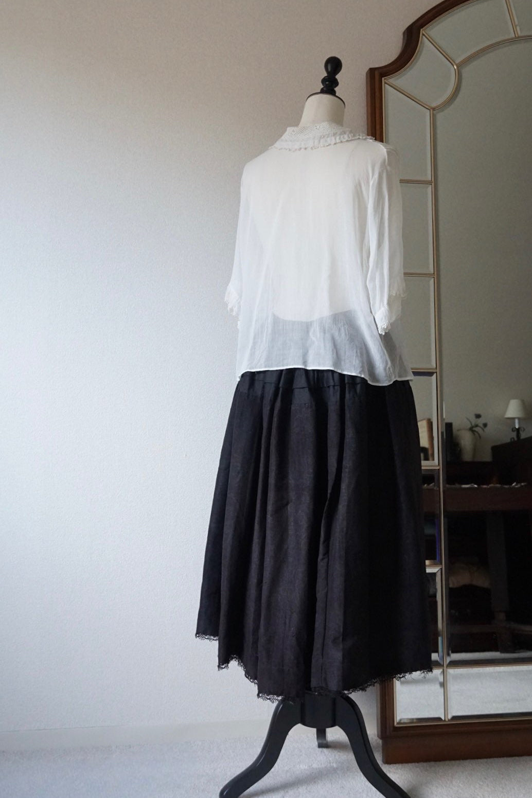 Antique French Handmade Linen Skirt