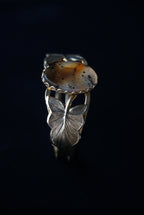 Vintage Speckled Agate Gold Leaf Bangle