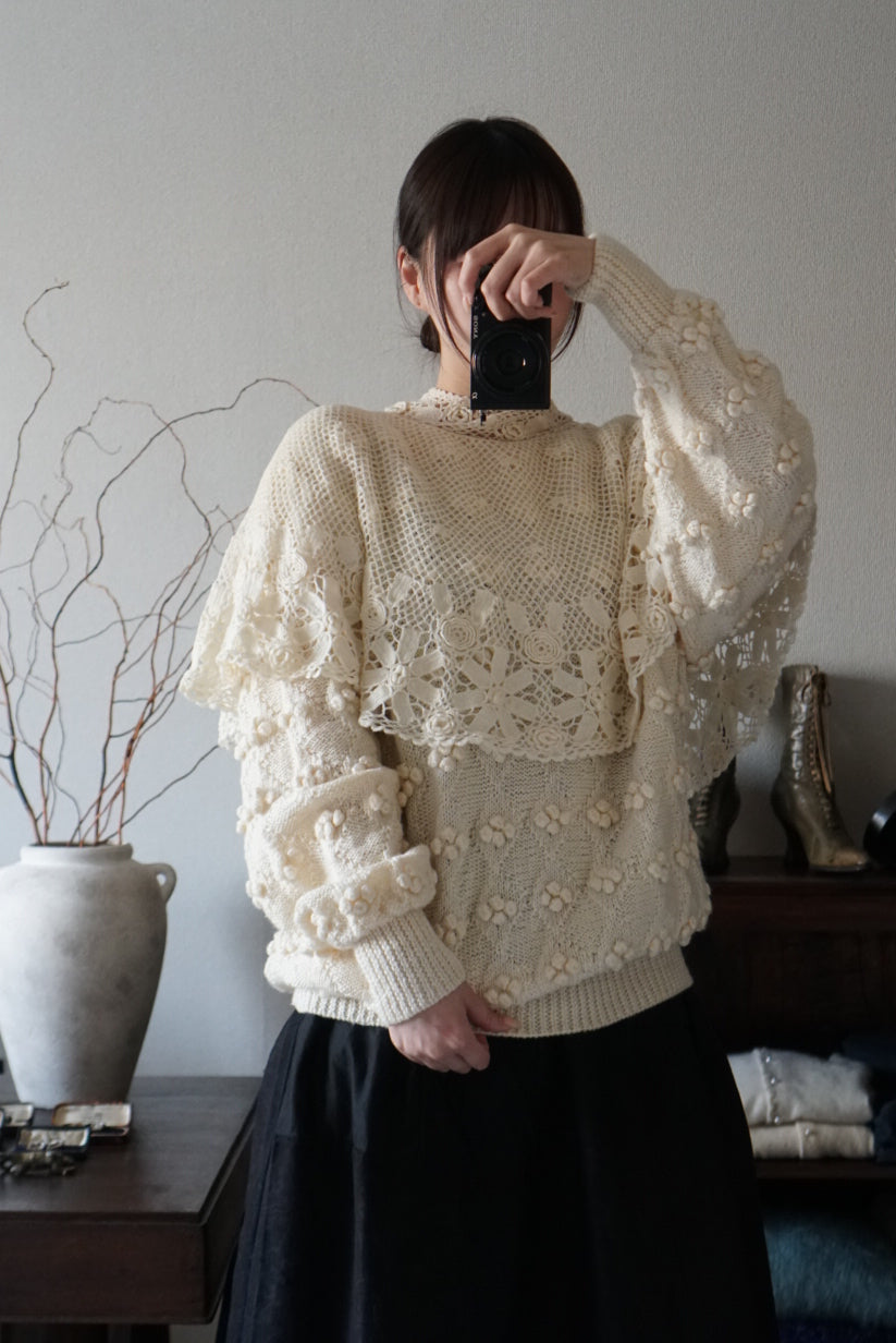 Vintage Crochet Knit with Cape