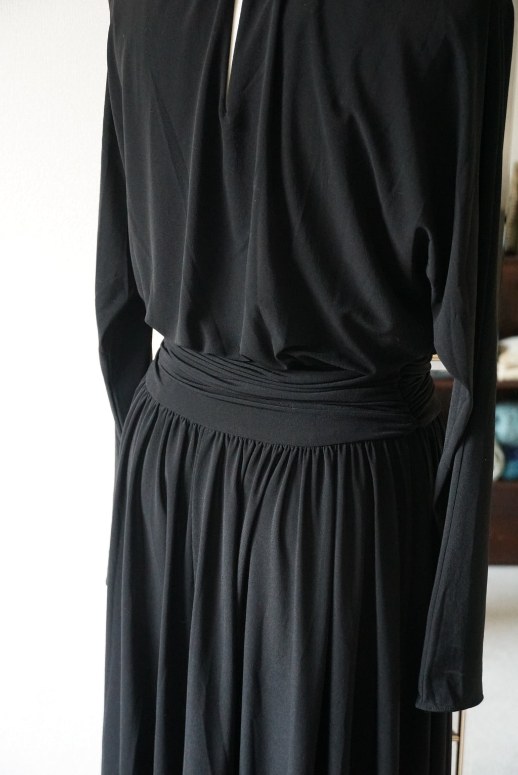 1980's Black High Neck Dress