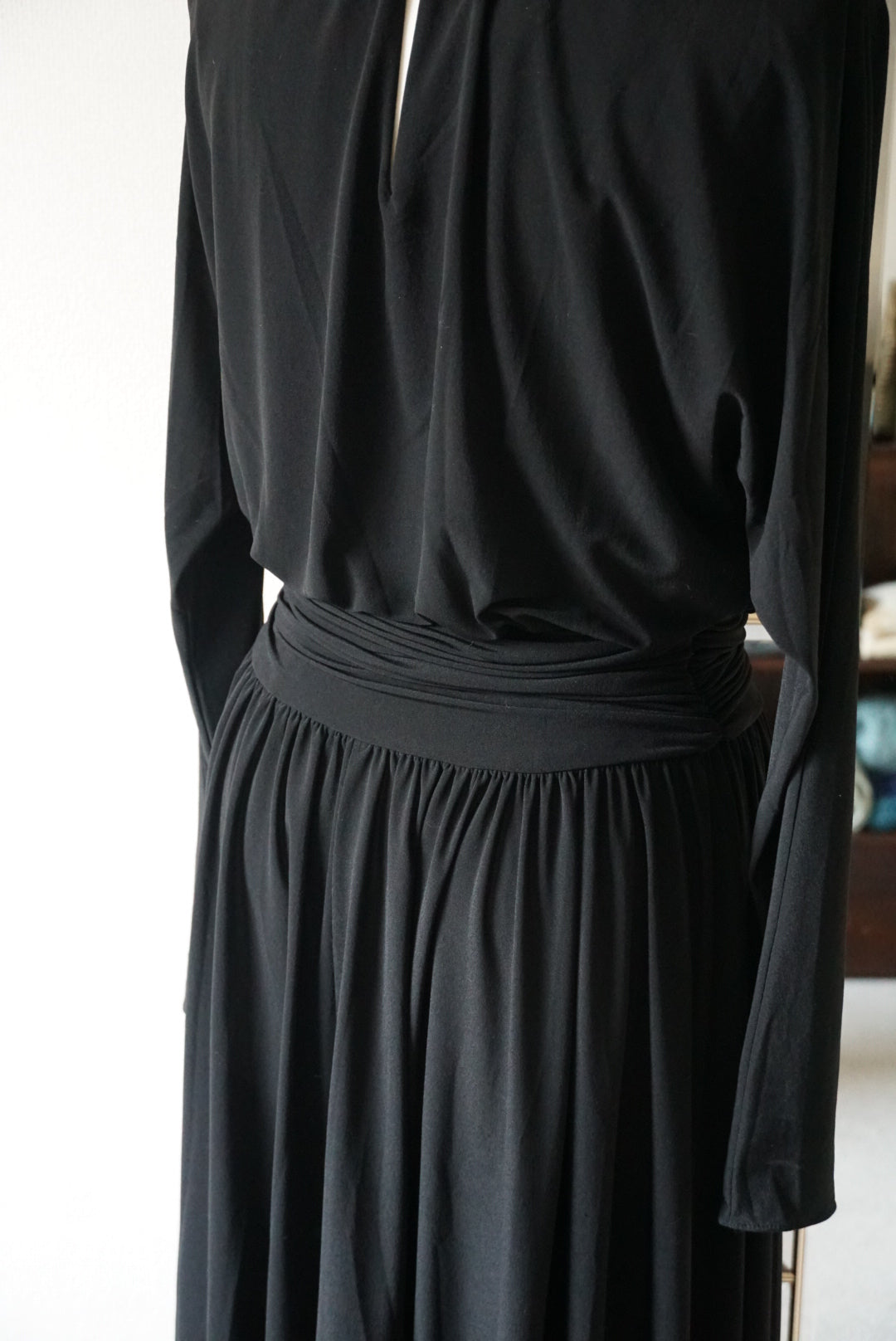 1980's Black High Neck Dress