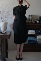 1940's Black Gathered Medium Dress