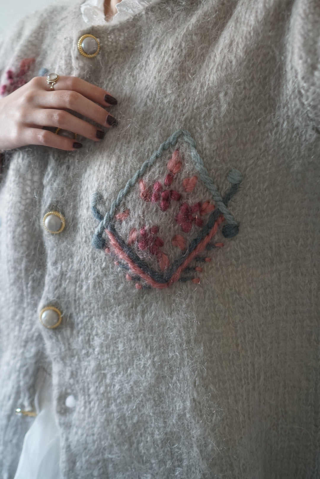 1960's Mohair Embroidery Cardigan