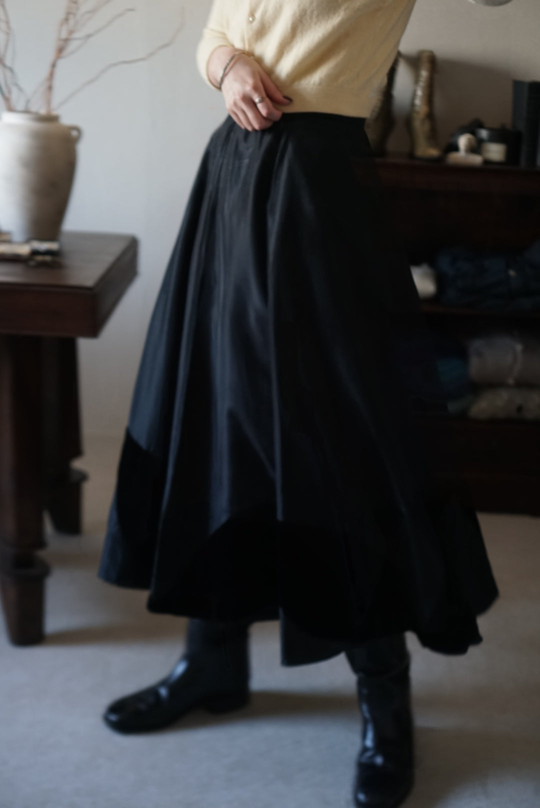 1950's Silk Velvet Leaf Skirt