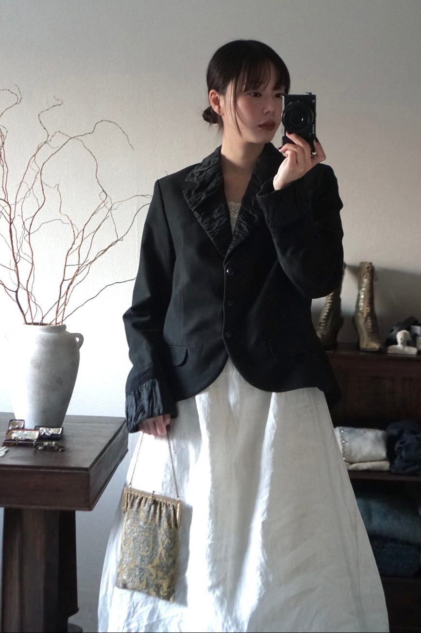 Vintage Ruffle Collar Tailored Jacket