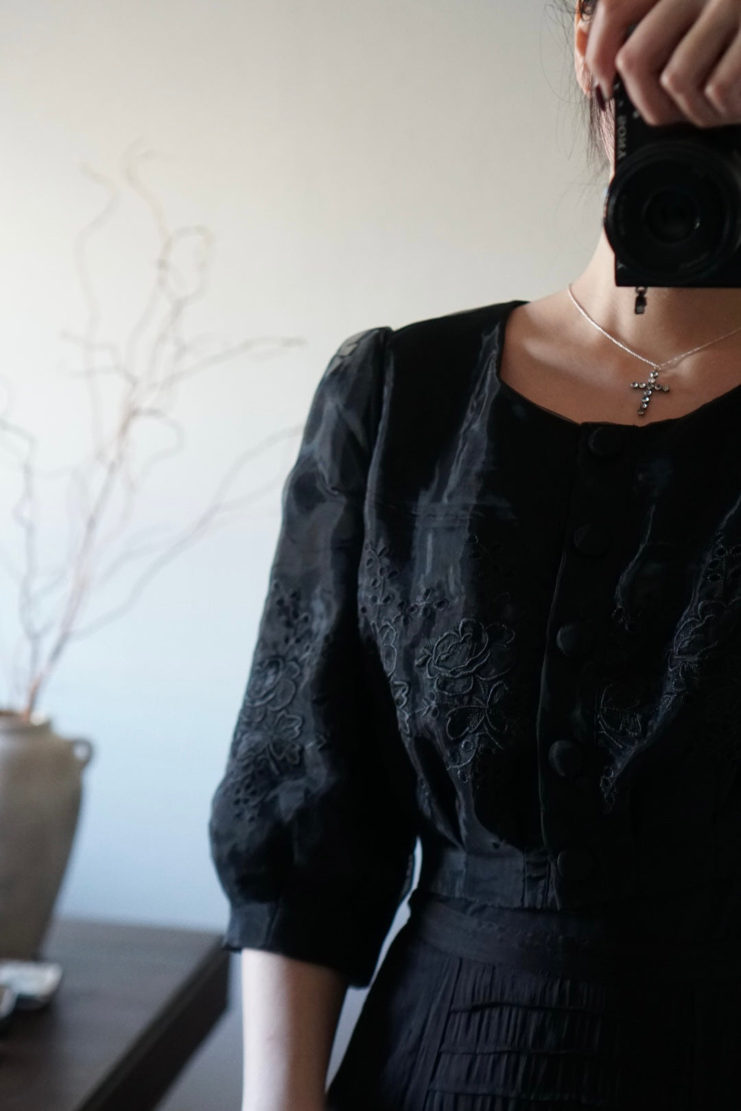 Vintage Black Sheer Blouse
