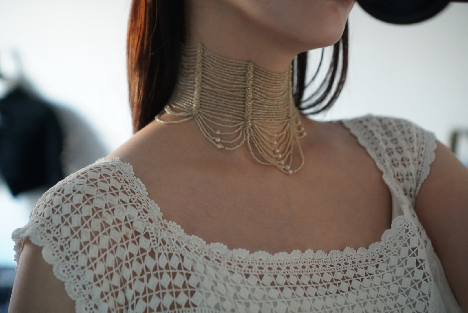 Victorian Glass Pearl Special Collar