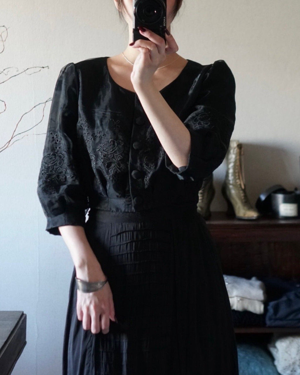 Vintage Black Sheer Blouse