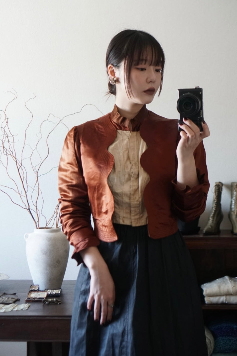 Victorian Orange Silk Jacket