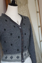 Vintage Flower Gray Cardigan