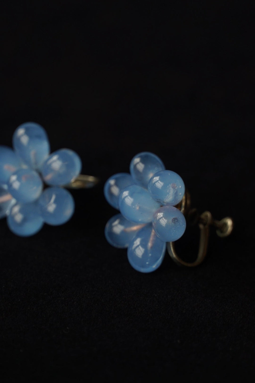 1940's French Blue Glass Earrings