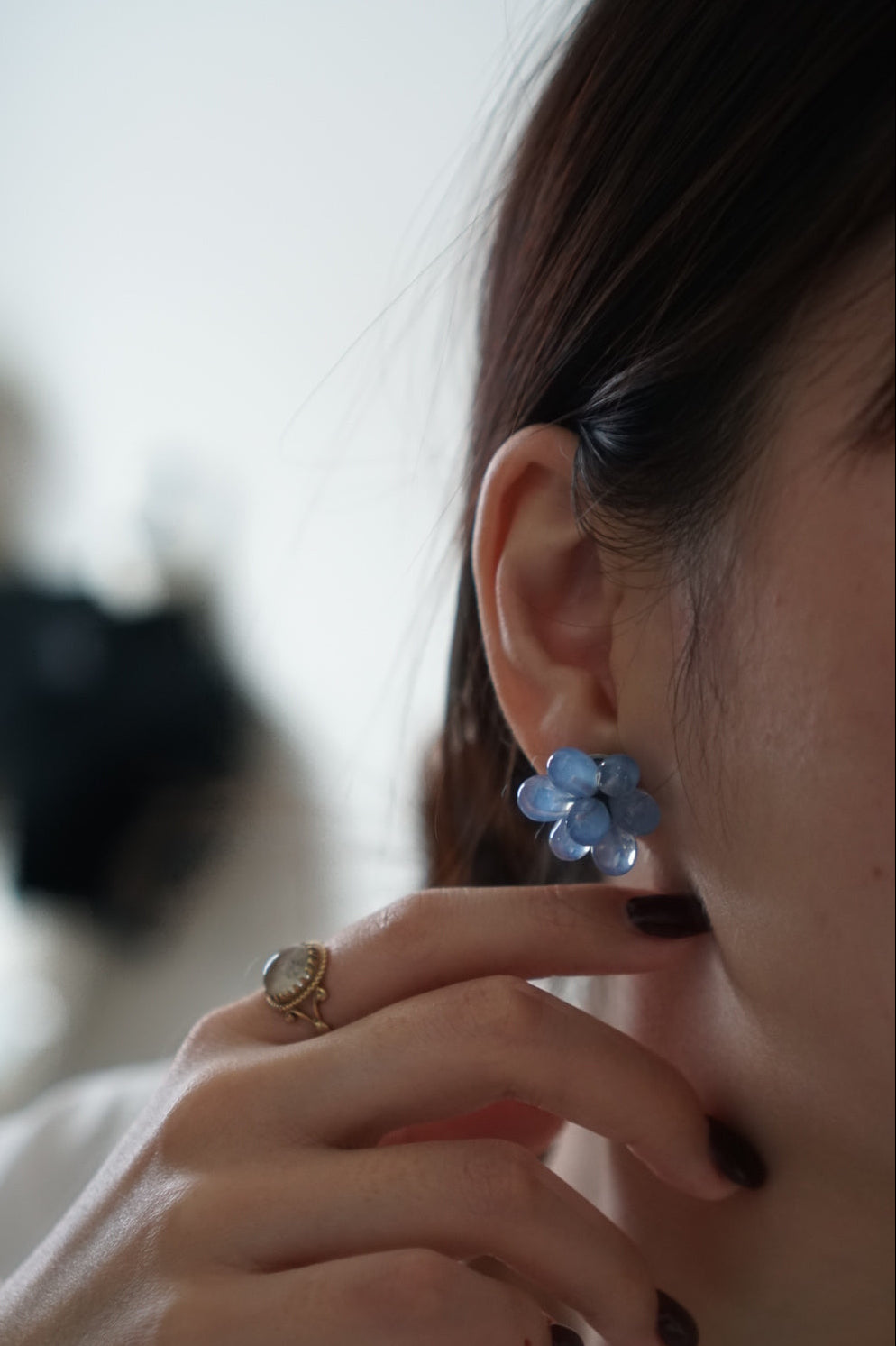 1940's French Blue Glass Earrings