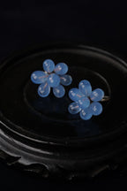 1940's French Blue Glass Earrings