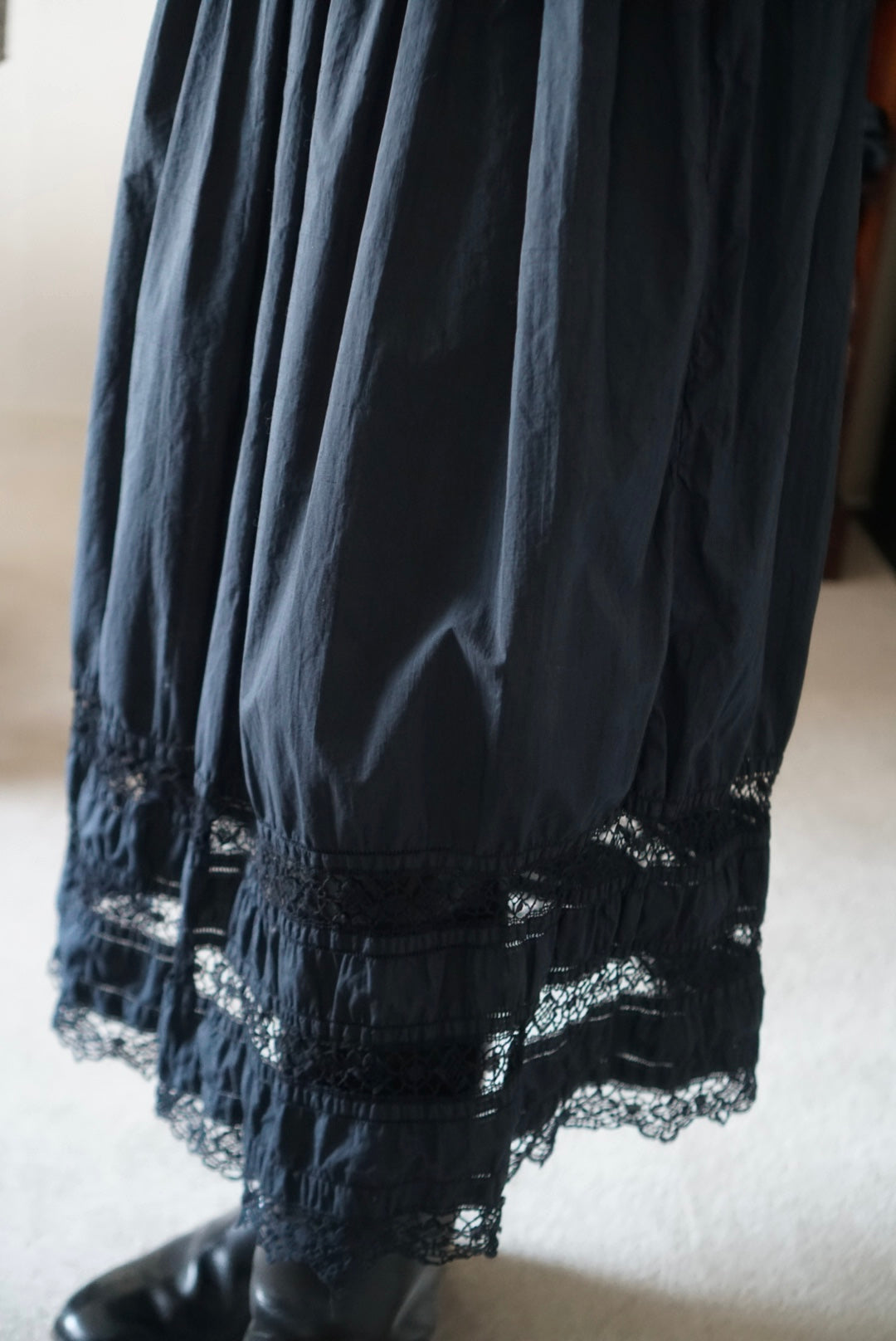 Antique French Black Cotton Dress