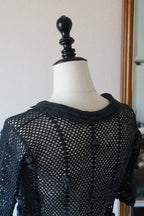 1950's Hand Crocheted Black Blouse