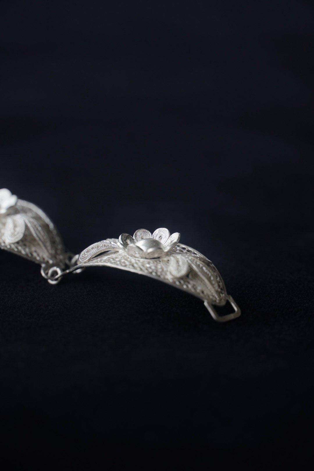 Vintage 800Silver Filigree Floral Bracelet