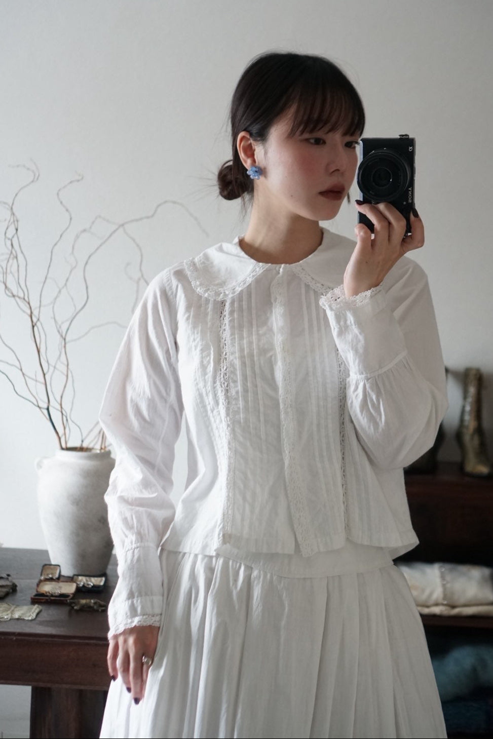 Antique French White Cotton Blouse
