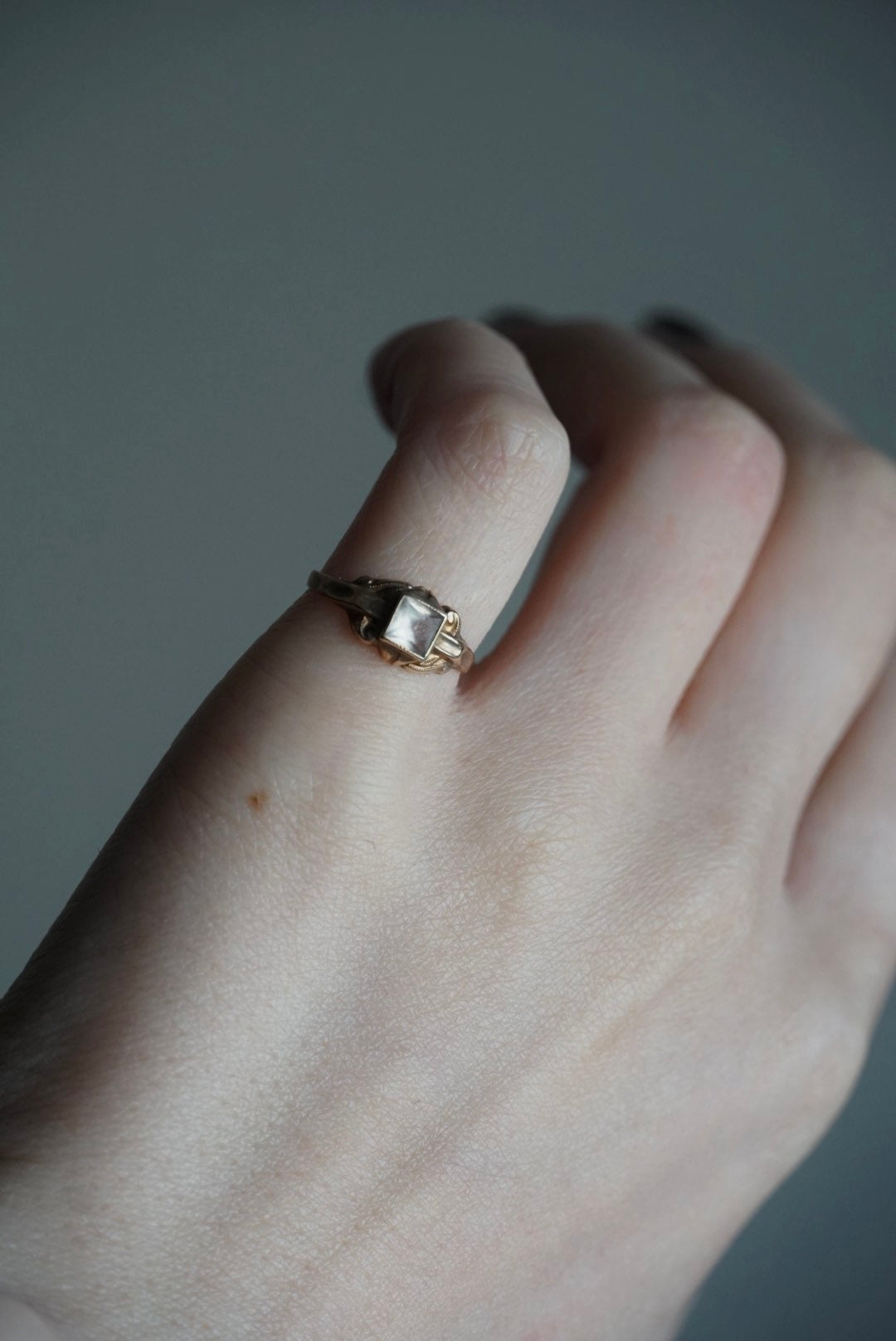 Edwardian 10K Pinky Ring with Glass Stone