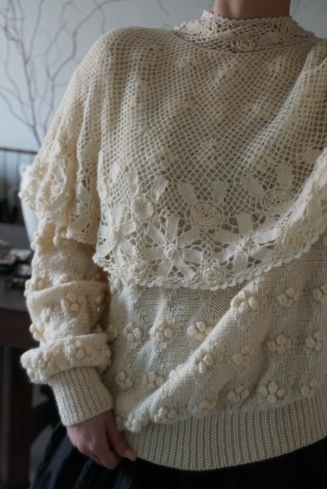 Vintage Crochet Knit with Cape