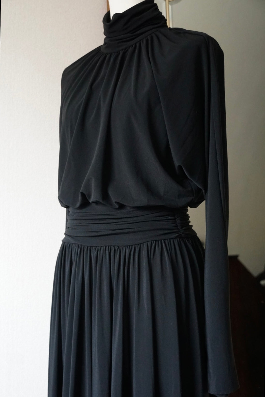 1980's Black High Neck Dress