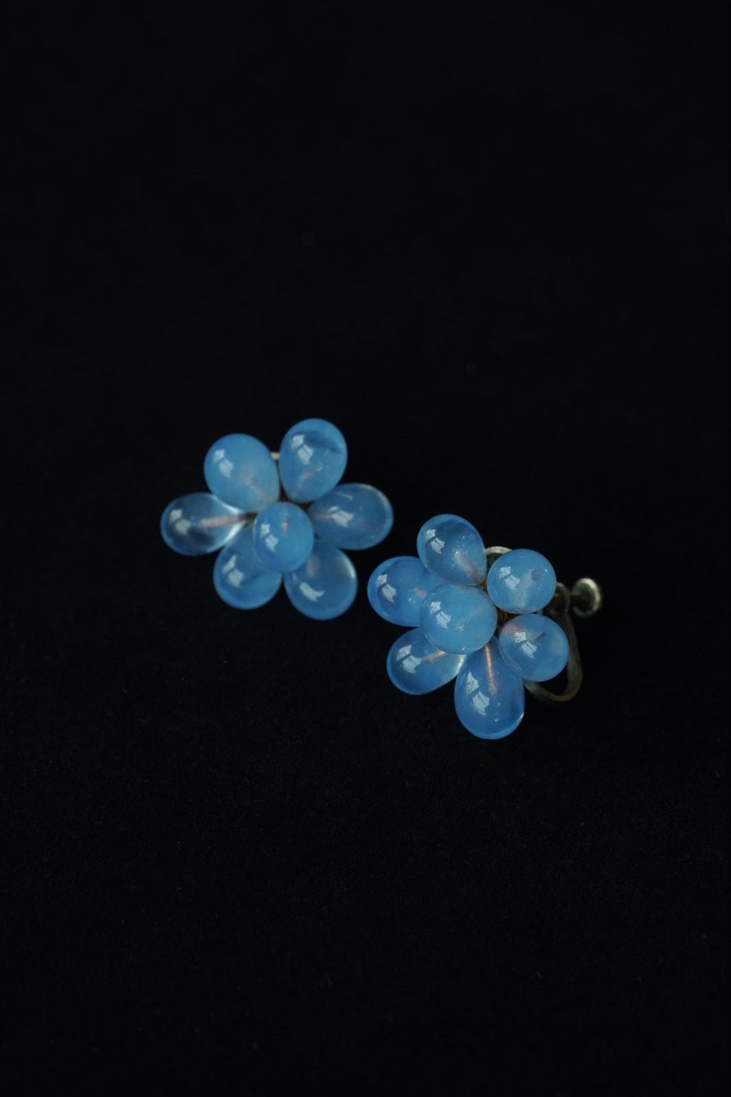 1940's French Blue Glass Earrings