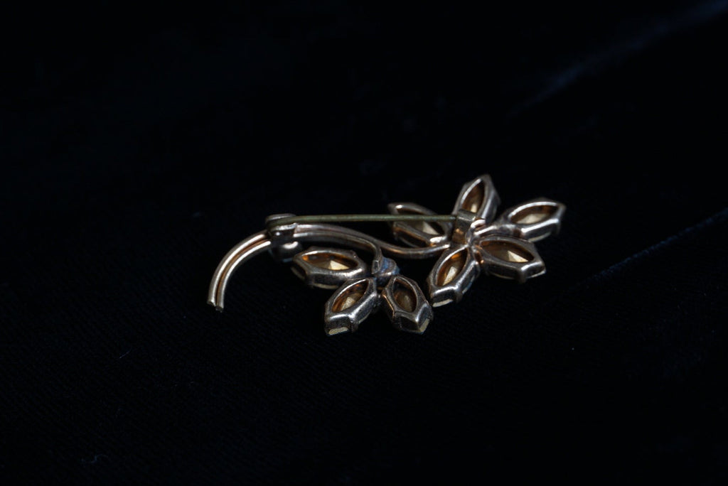 Vintage Clear Paste Glass Flower Brooch