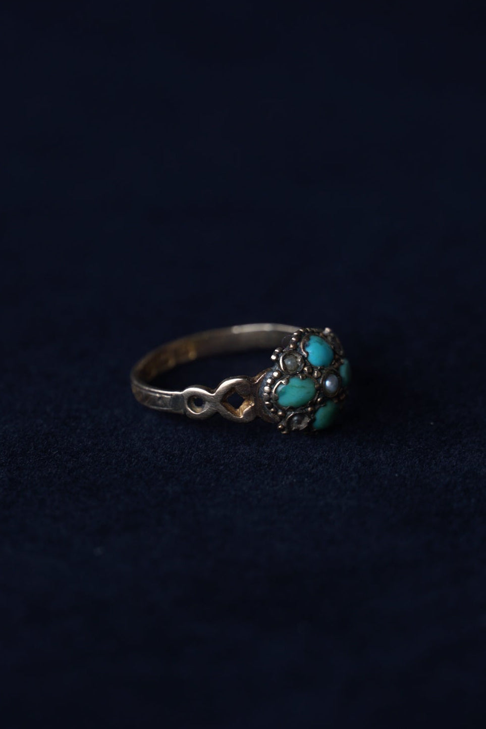 1864-65 Turquoise×Pearl×White Garnet Ring