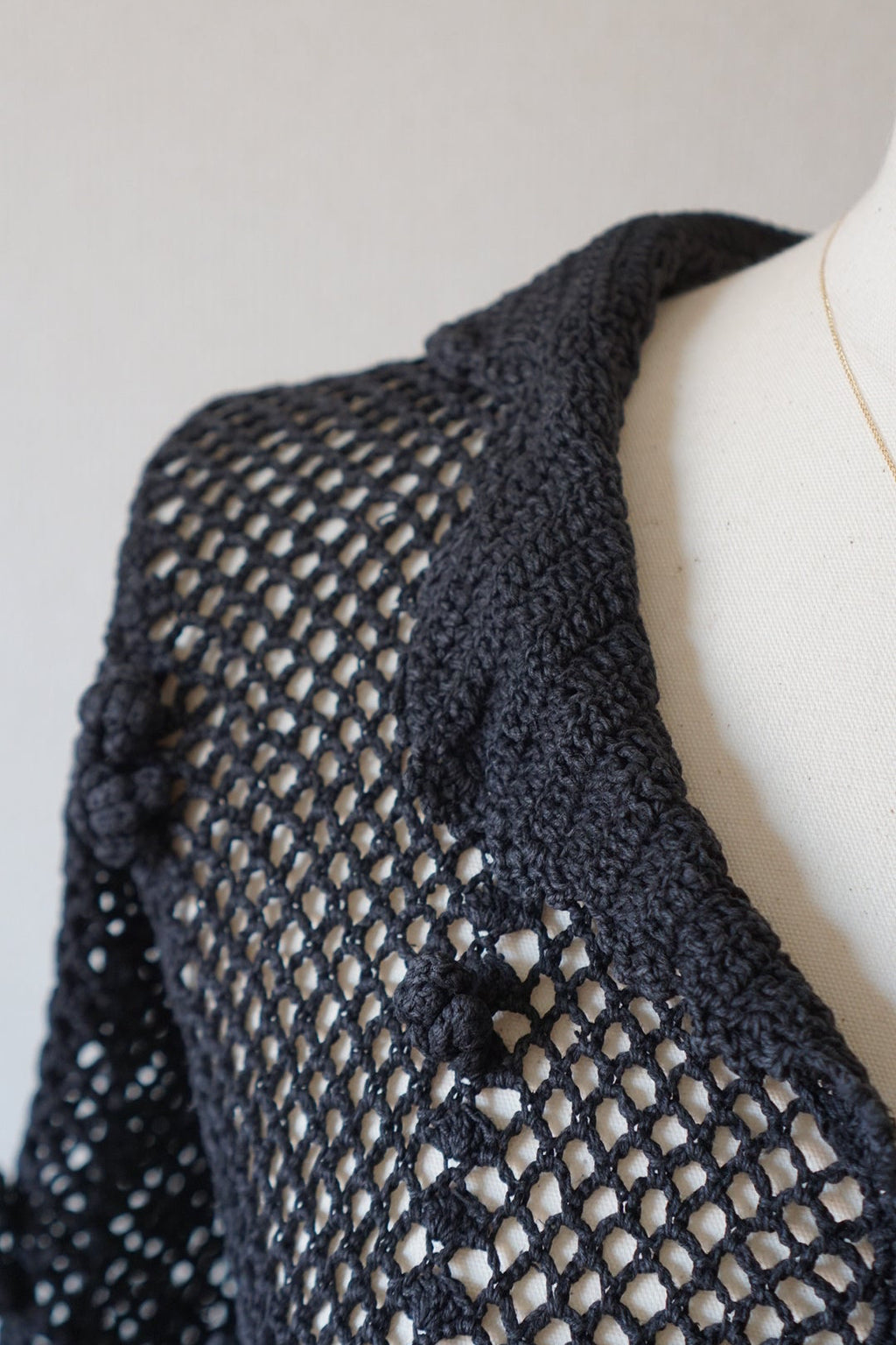 1950's Hand Crocheted Black Blouse