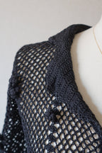 1950's Hand Crocheted Black Blouse
