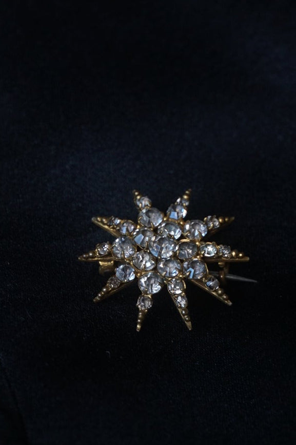 Victorian Crystal Glass Star Brooch