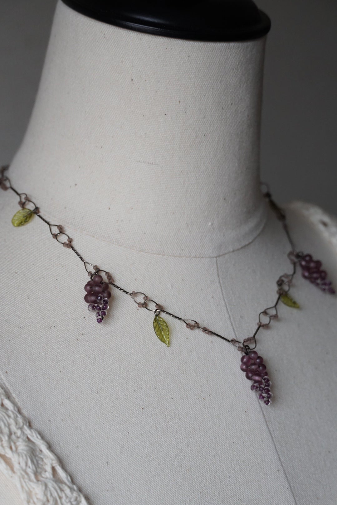 Vintage Grape Glass Necklace
