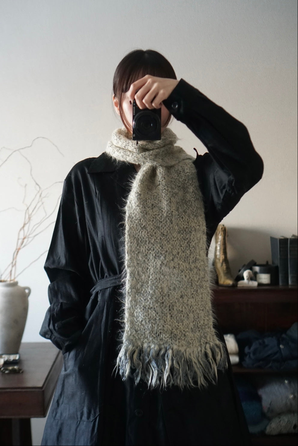 1960's Blue Mohair Tight Scarf
