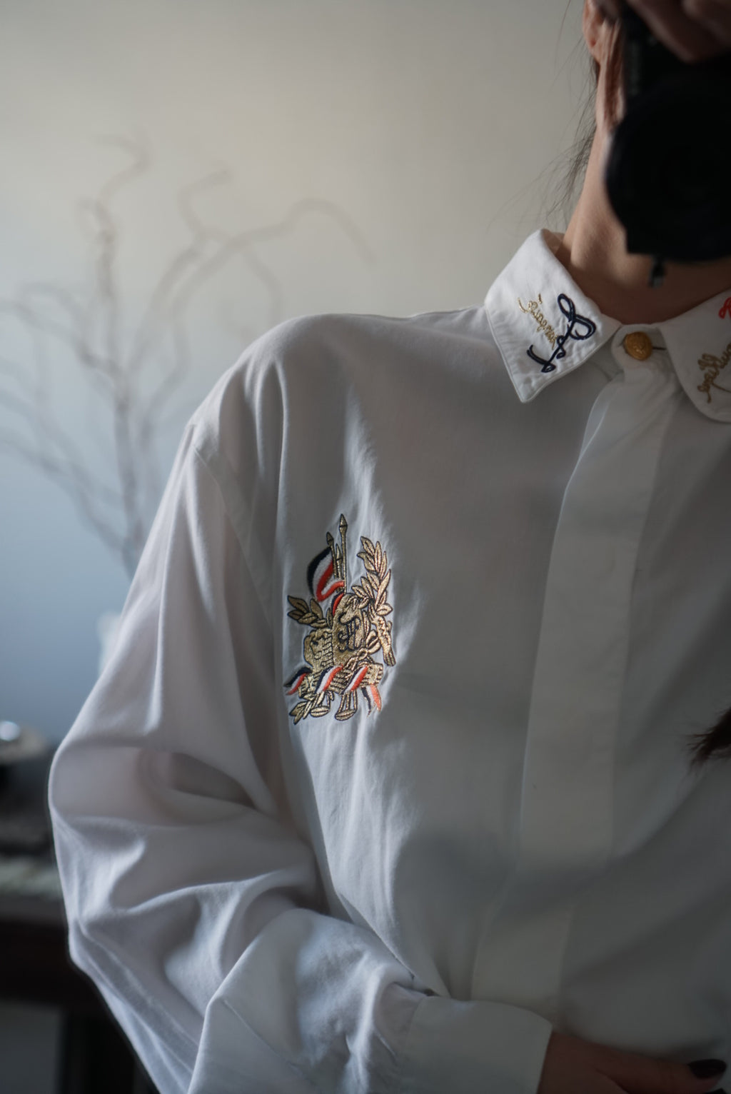 Vintage Embroidered White Shirt