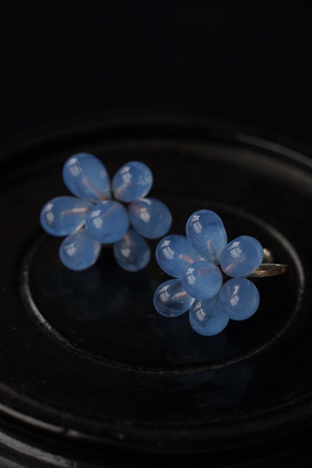 1940's French Blue Glass Earrings