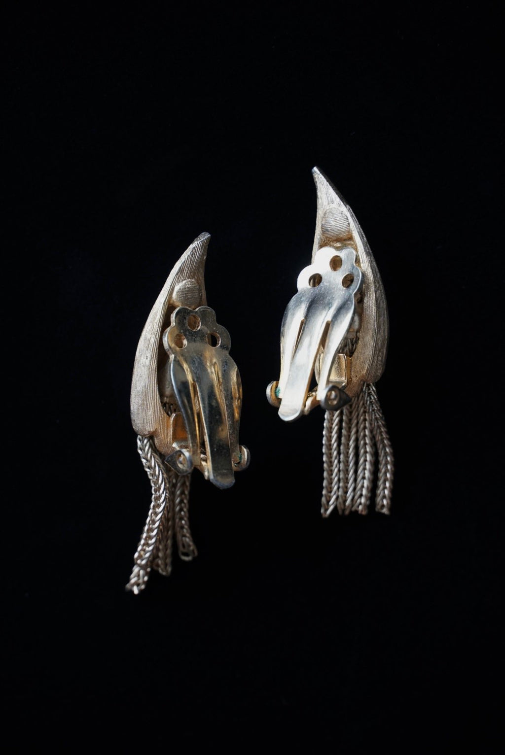 Vintage Gold Tone Solomon's seal Tassel  Earrings