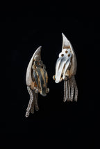 Vintage Gold Tone Solomon's seal Tassel  Earrings