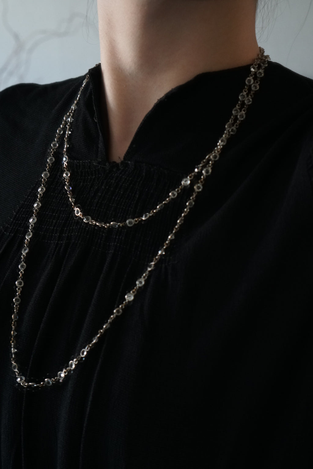 1920's Cut Glass Long Necklace