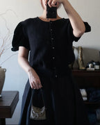 1980's Silk Velvet Puff Sleeve Cardigan