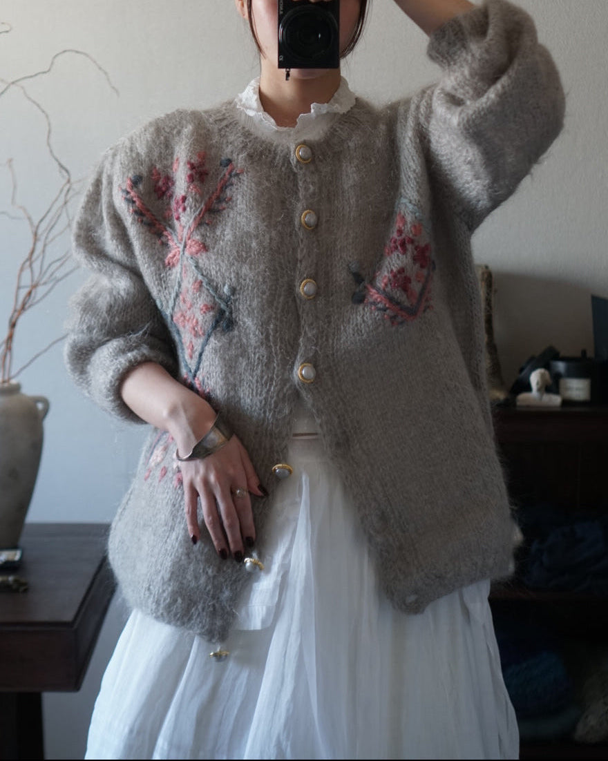 1960's Mohair Embroidery Cardigan