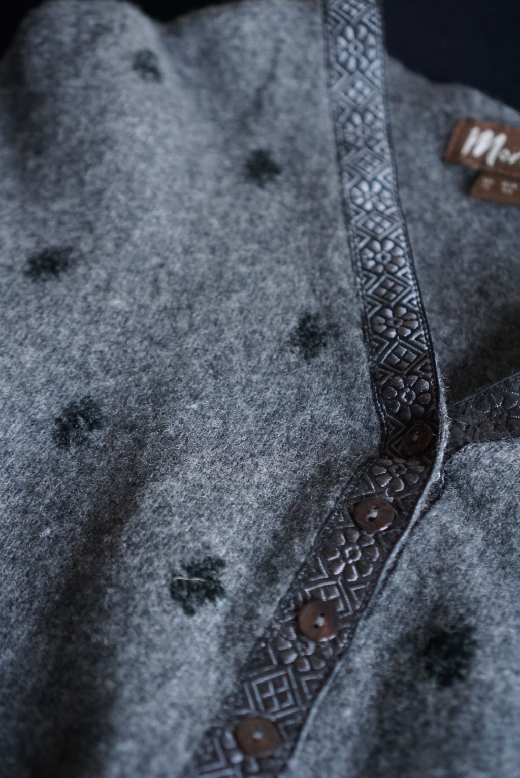 Vintage Flower Gray Cardigan