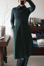 1970's Rib Knit×Suede Dress