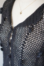1950's Hand Crocheted Black Blouse