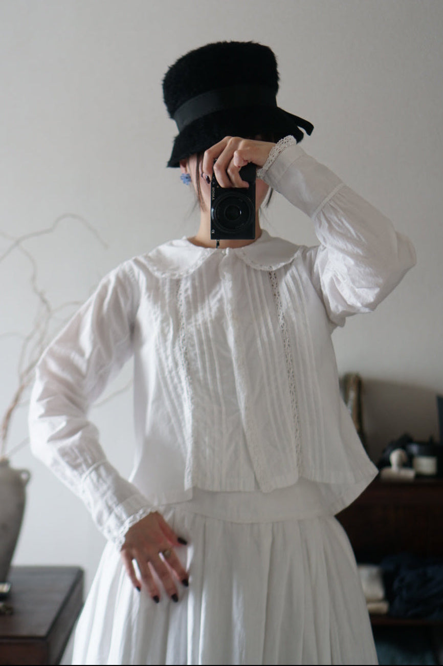Antique French White Cotton Blouse