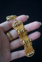 Vintage Gold Mesh Horses Belt Brooch