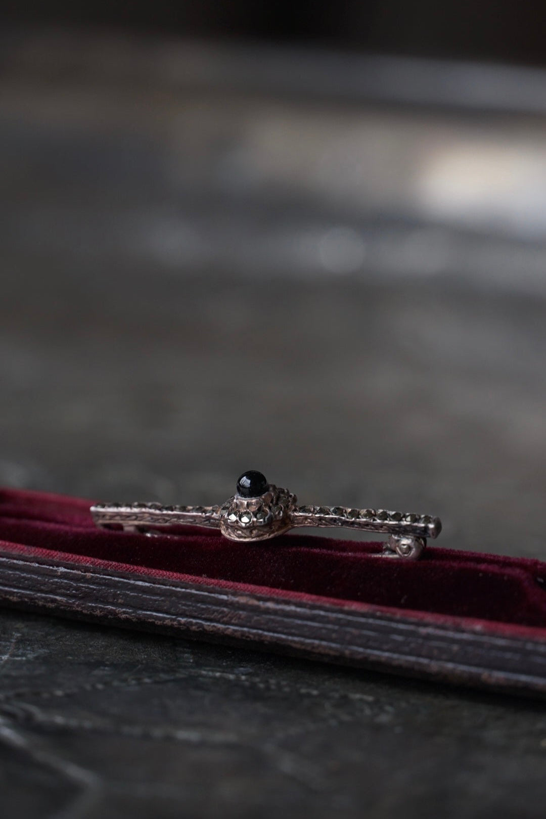 1930's Marcasite×Onyx Brooch