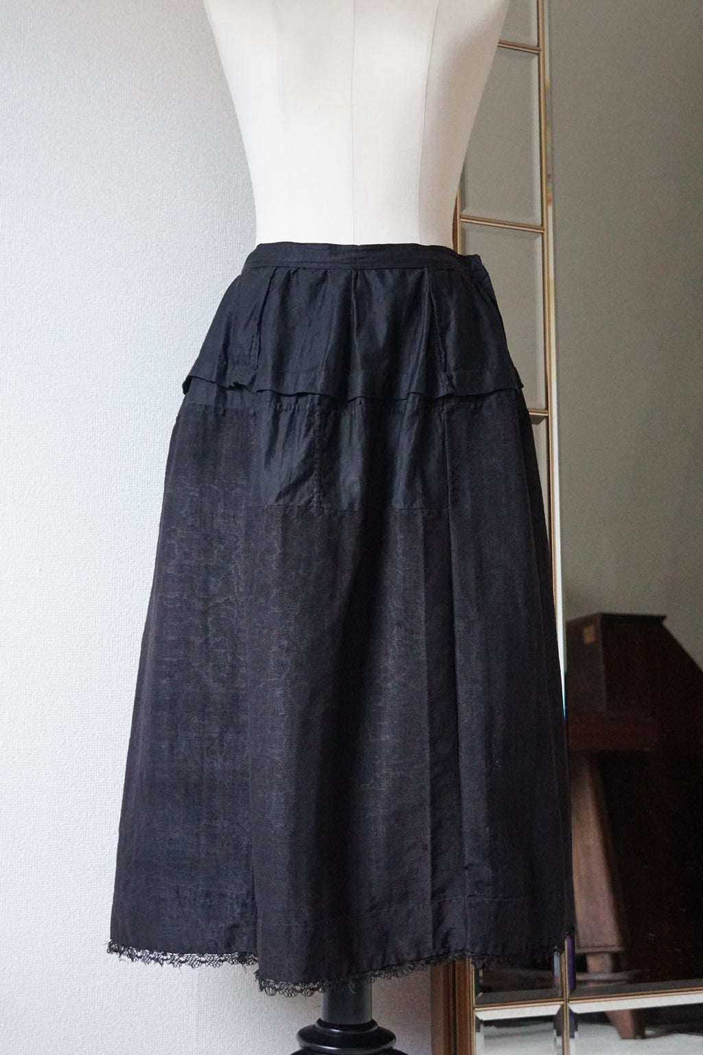 Antique French Handmade Linen Skirt