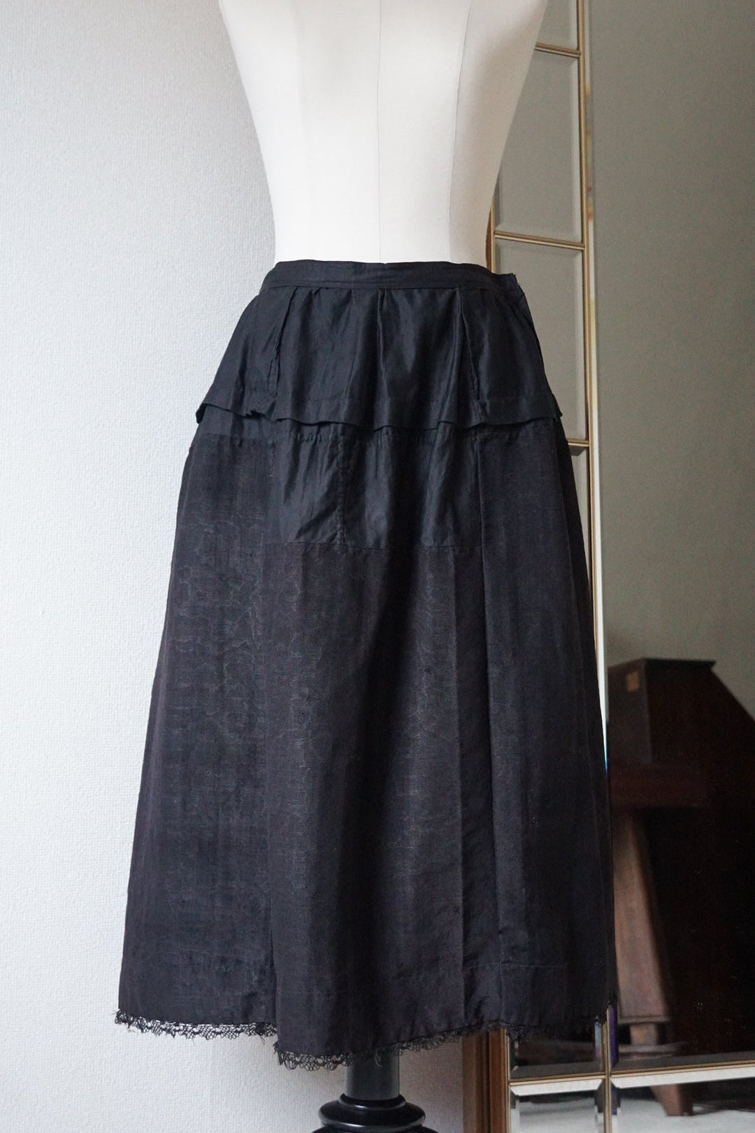 Antique French Handmade Linen Skirt